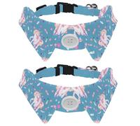 Dog Collar with Bow Tie, Adjustable Dog Formal Tuxedo Collar with Removable Shirt Collar, Cat Collars for Small Pets, Beautiful Floral Watercolor Unicorn