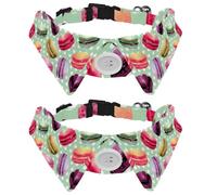 Dog Collar with Bow Tie, Adjustable Dog Formal Tuxedo Collar with Removable Shirt Collar, Cat Collars for Small Pets, Macaron Pattern