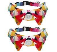 Dog Collar with Bow Tie, Adjustable Dog Formal Tuxedo Collar with Removable Shirt Collar, Cat Collars for Small Pets, Bright Geometry Triangle Colorful Pattern