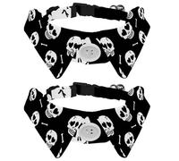 Dog Collar with Bow Tie, Adjustable Dog Formal Tuxedo Collar with Removable Shirt Collar, Cat Collars for Small Pets, Love Hearts Eyes Skulls Deadly Pattern