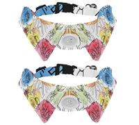 Dog Collar with Bow Tie, Adjustable Dog Formal Tuxedo Collar with Removable Shirt Collar, Cat Collars for Small Pets, Vintage Japan Traditional Watercolor Pattern