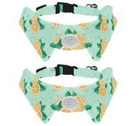 Dog Collar with Bow Tie, Adjustable Dog Formal Tuxedo Collar with Removable Shirt Collar, Cat Collars for Small Pets, Orange Slice and Mint Pattern