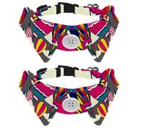 Dog Collar with Bow Tie, Adjustable Dog Formal Tuxedo Collar with Removable Shirt Collar, Cat Collars for Small Pets, Retro Colorful Pop Hot Air Balloons Pattern