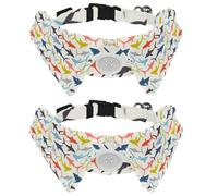 Dog Collar with Bow Tie, Adjustable Dog Formal Tuxedo Collar with Removable Shirt Collar, Cat Collars for Small Pets, Sea Life Underwater Sharks Silhouettes Pattern
