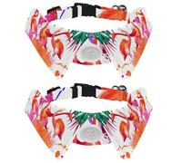 Dog Collar with Bow Tie, Adjustable Dog Formal Tuxedo Collar with Removable Shirt Collar, Cat Collars for Small Pets, Tropical Leaves Watercolor Flamingo Birds