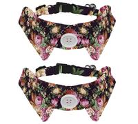 Dog Collar with Bow Tie, Adjustable Dog Formal Tuxedo Collar with Removable Shirt Collar, Cat Collars for Small Pets, Retro Flowers Print