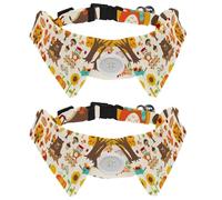 Dog Collar with Bow Tie, Adjustable Dog Formal Tuxedo Collar with Removable Shirt Collar, Cat Collars for Small Pets, Autumn Forest Bear Fox Squirrel Hedgehog