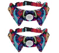 Dog Collar with Bow Tie, Adjustable Dog Formal Tuxedo Collar with Removable Shirt Collar, Cat Collars for Small Pets, Colorful Octopus