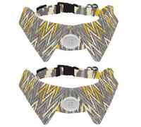 Dog Collar with Bow Tie, Adjustable Dog Formal Tuxedo Collar with Removable Shirt Collar, Cat Collars for Small Pets, Ethnic Boho Geometry Gray Yellow Pattern