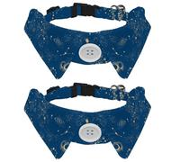 Dog Collar with Bow Tie, Adjustable Dog Formal Tuxedo Collar with Removable Shirt Collar, Cat Collars for Small Pets, Universe Galaxy Zodiac Pattern