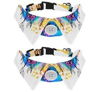 Dog Collar with Bow Tie, Adjustable Dog Formal Tuxedo Collar with Removable Shirt Collar, Cat Collars for Small Pets, Tribal Dreamcatcher Colorful Pattern