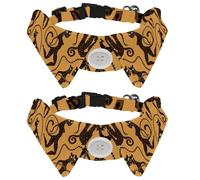 Dog Collar with Bow Tie, Adjustable Dog Formal Tuxedo Collar with Removable Shirt Collar, Cat Collars for Small Pets, Dancing Leopard Jaguar Gold Pattern