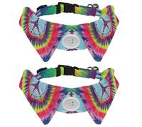 Dog Collar with Bow Tie, Adjustable Dog Formal Tuxedo Collar with Removable Shirt Collar, Cat Collars for Small Pets, No War Peace Sign Tie Dye