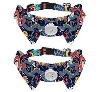 Dog Collar with Bow Tie, Adjustable Dog Formal Tuxedo Collar with Removable Shirt Collar, Cat Collars for Small Pets, Blue and Red Dragons Fighting in the Clouds
