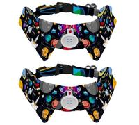Dog Collar with Bow Tie, Adjustable Dog Formal Tuxedo Collar with Removable Shirt Collar, Cat Collars for Small Pets, Galaxy Space Solar System Image