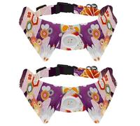 Dog Collar with Bow Tie, Adjustable Dog Formal Tuxedo Collar with Removable Shirt Collar, Cat Collars for Small Pets, Japanese Culture Flowers Colorful Floral Pattern