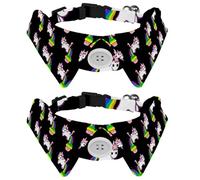 Dog Collar with Bow Tie, Adjustable Dog Formal Tuxedo Collar with Removable Shirt Collar, Cat Collars for Small Pets, Cupcake Unicorn