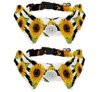 Dog Collar with Bow Tie, Adjustable Dog Formal Tuxedo Collar with Removable Shirt Collar, Cat Collars for Small Pets, Beautiful Sunflowers Watercolor Pattern