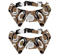 Dog Collar with Bow Tie, Adjustable Dog Formal Tuxedo Collar with Removable Shirt Collar, Cat Collars for Small Pets, Geometric Circles Polka Dots Ring Bubble Pattern