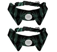 Dog Collar with Bow Tie, Adjustable Dog Formal Tuxedo Collar with Removable Shirt Collar, Cat Collars for Small Pets, Jungle Palm Tree