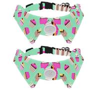 Dog Collar with Bow Tie, Adjustable Dog Formal Tuxedo Collar with Removable Shirt Collar, Cat Collars for Small Pets, Cupcake Ice Cream