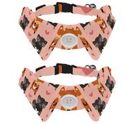 Dog Collar with Bow Tie, Adjustable Dog Formal Tuxedo Collar with Removable Shirt Collar, Cat Collars for Small Pets, Cute Cartoon Raccoon Fox