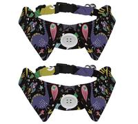 Dog Collar with Bow Tie, Adjustable Dog Formal Tuxedo Collar with Removable Shirt Collar, Cat Collars for Small Pets, Sketch Cute Jurassic Reptiles Dinosaurs Pattern