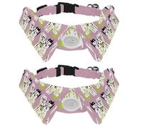 Dog Collar with Bow Tie, Adjustable Dog Formal Tuxedo Collar with Removable Shirt Collar, Cat Collars for Small Pets, Abstract Green Black White Elements on Pink Background