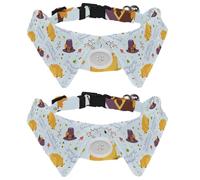 Dog Collar with Bow Tie, Adjustable Dog Formal Tuxedo Collar with Removable Shirt Collar, Cat Collars for Small Pets, Thanksgiving Turkey Hats Forest Flower Feast Pattern