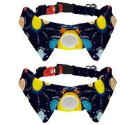 Dog Collar with Bow Tie, Adjustable Dog Formal Tuxedo Collar with Removable Shirt Collar, Cat Collars for Small Pets, Solar System Universe Planet Galaxy Pattern