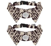 Dog Collar with Bow Tie, Adjustable Dog Formal Tuxedo Collar with Removable Shirt Collar, Cat Collars for Small Pets, Retro Alphabet Letters