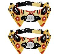 Dog Collar with Bow Tie, Adjustable Dog Formal Tuxedo Collar with Removable Shirt Collar, Cat Collars for Small Pets, Kisses Lips Print
