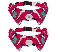 Dog Collar with Bow Tie, Adjustable Dog Formal Tuxedo Collar with Removable Shirt Collar, Cat Collars for Small Pets, Retro Pop Woman Lingerie and Stockings Pattern