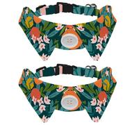 Dog Collar with Bow Tie, Adjustable Dog Formal Tuxedo Collar with Removable Shirt Collar, Cat Collars for Small Pets, Summer Fruit Citrus Oranges Lemons Flowers Pattern
