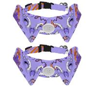 Dog Collar with Bow Tie, Adjustable Dog Formal Tuxedo Collar with Removable Shirt Collar, Cat Collars for Small Pets, Octopus Seahorse and Sea Voyages Purple Pattern