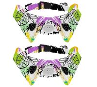 Dog Collar with Bow Tie, Adjustable Dog Formal Tuxedo Collar with Removable Shirt Collar, Cat Collars for Small Pets, Tropics Funny Pineapples Strawberries Oranges Pattern