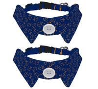 Dog Collar with Bow Tie, Adjustable Dog Formal Tuxedo Collar with Removable Shirt Collar, Cat Collars for Small Pets, Gold Anchor Sea Sailing Pattern