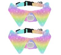 Dog Collar with Bow Tie, Adjustable Dog Formal Tuxedo Collar with Removable Shirt Collar, Cat Collars for Small Pets, Galaxy Fantasy Unicorn Rainbow