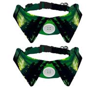 Dog Collar with Bow Tie, Adjustable Dog Formal Tuxedo Collar with Removable Shirt Collar, Cat Collars for Small Pets, River Forest and Mountains Sunset Landscape