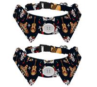 Dog Collar with Bow Tie, Adjustable Dog Formal Tuxedo Collar with Removable Shirt Collar, Cat Collars for Small Pets, Dia De Los Sugar Skull