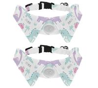 Dog Collar with Bow Tie, Adjustable Dog Formal Tuxedo Collar with Removable Shirt Collar, Cat Collars for Small Pets, Cute Princess Dinosaur Animal Pattern