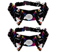 Dog Collar with Bow Tie, Adjustable Dog Formal Tuxedo Collar with Removable Shirt Collar, Cat Collars for Small Pets, Colorful Unicorns Dreams Magical Pattern