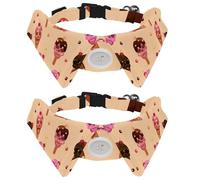 Dog Collar with Bow Tie, Adjustable Dog Formal Tuxedo Collar with Removable Shirt Collar, Cat Collars for Small Pets, Skull Ice Cream Colored