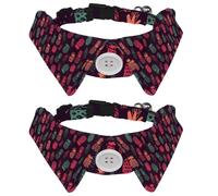 Dog Collar with Bow Tie, Adjustable Dog Formal Tuxedo Collar with Removable Shirt Collar, Cat Collars for Small Pets, Colored Pineapple