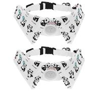 Dog Collar with Bow Tie, Adjustable Dog Formal Tuxedo Collar with Removable Shirt Collar, Cat Collars for Small Pets, Cute Panda Different Poses Moods Pattern