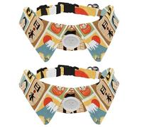 Dog Collar with Bow Tie, Adjustable Dog Formal Tuxedo Collar with Removable Shirt Collar, Cat Collars for Small Pets, Japanese Culture Symbol Pattern