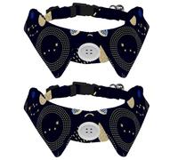 Dog Collar with Bow Tie, Adjustable Dog Formal Tuxedo Collar with Removable Shirt Collar, Cat Collars for Small Pets, Abstract Zodiac Moon and Circlres Sky Pattern