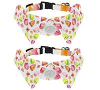 Dog Collar with Bow Tie, Adjustable Dog Formal Tuxedo Collar with Removable Shirt Collar, Cat Collars for Small Pets, Watercolor Sweets Cakes Macaroons Donuts Pattern