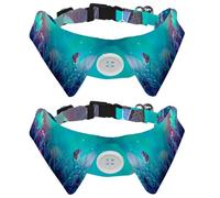 Dog Collar with Bow Tie, Adjustable Dog Formal Tuxedo Collar with Removable Shirt Collar, Cat Collars for Small Pets, Butterfly Grass Meadow Night Shining Moonlight Magical