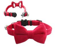 Dog Collar with Bow Tie - Pet Collar Solid Color Bow, Flannel Collar with Bell | Pet Indoor Hat Supplies for Wedding, Home, Walking, Travel, fot
